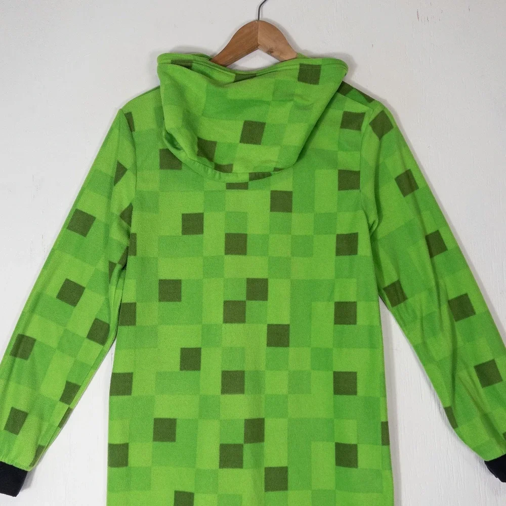 Minecraft Creeper Kids 14 Green Hooded Fleece Costume Fleece Pajama Sleeper